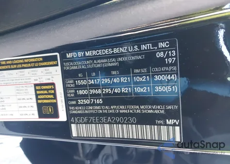 2014 Mercedes-Benz Gl 63 Amg 4Matic from USA, damaged, VIN 4JGDF7EE3EA290230